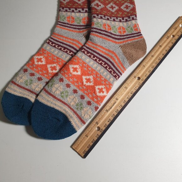 Colorful Knit Men Crew Sock Vibrant Patterns Multicolor Winter Warm Soft Durable - Picture 2 of 4